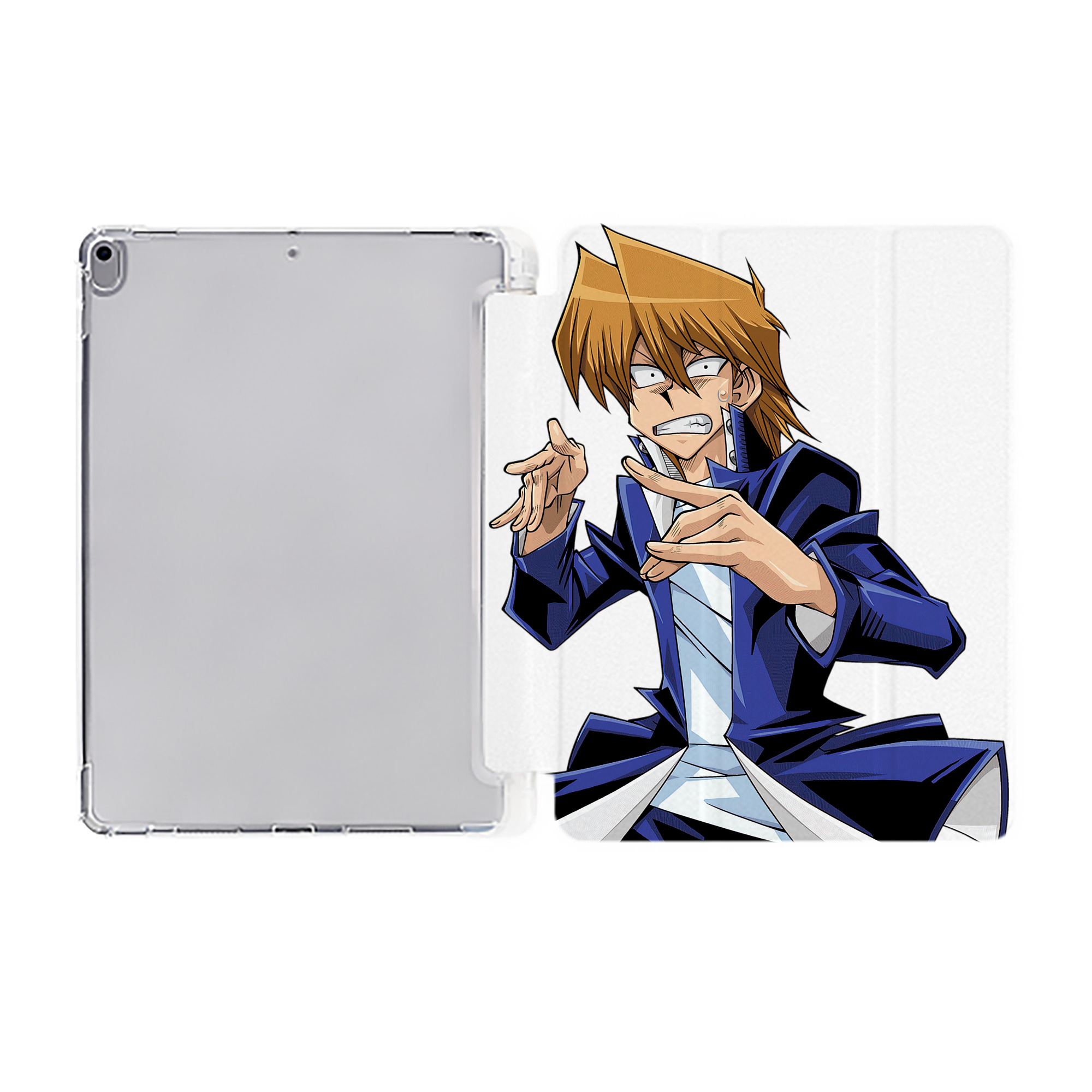 （画像用） 遊☆戯☆王 Yu-Gi-Oh! IPad ケース ペン収納付き 三つ折りスタンド PUレザー×シリコン 対応機種9.5/10.5/10.9インチ